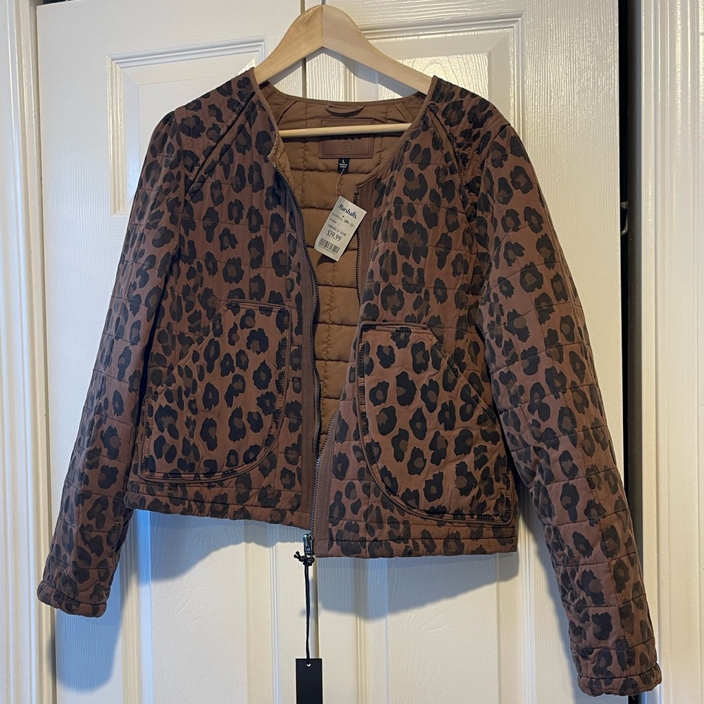 Blank NYC Natural Attraction Quilted Leopard Print Jacket Size Large